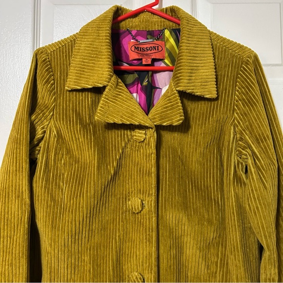Missoni For Target Ochre Yellow Corduroy Trench Coat Jacket Size M - Picture 3 of 12